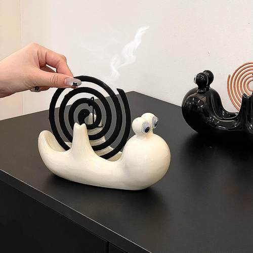 蜗牛蚊香盘托托盘支架创意多功能家用蚊香盘托托神器陶瓷桌面摆件