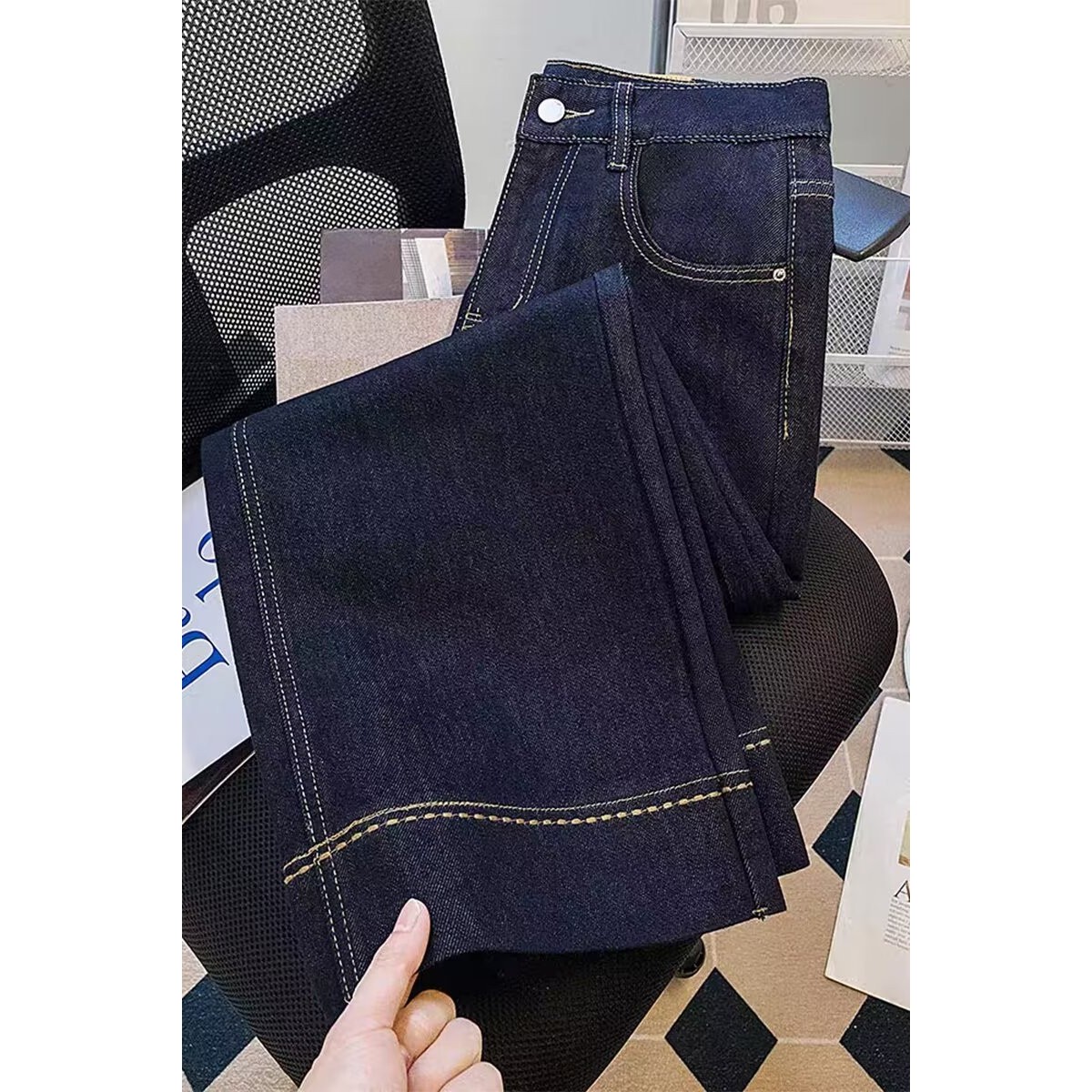 薄款牛仔裤女春秋2025年新款韩版宽松显瘦梧桐裤直筒阔腿裤子,女装/女士精品,大码裤装,淘宝优惠券,粉丝福利购,淘宝优惠卷