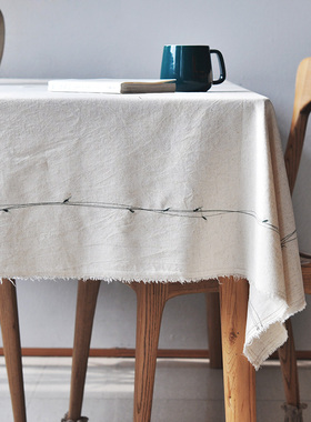 餐桌布棉麻高级感轻奢日系sins北欧茶几长方圆形家用亚麻书桌布垫