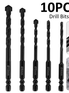10Pcs Hex Shank Drill Bit 4/5/6/8/10/12mm Reaming Drill. Cem