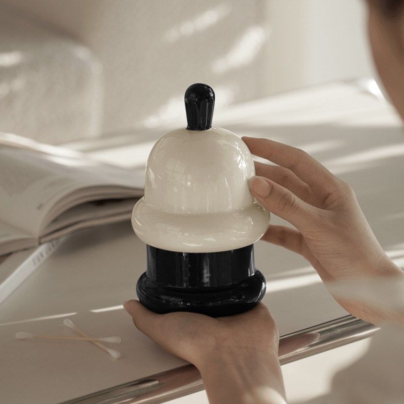 纳茉【小雪屋】红色陶瓷收纳盒棉签牙线牙签罐可爱X撞色家居摆件,收纳整理,牙签盒,淘宝优惠券,粉丝福利购,淘宝优惠卷