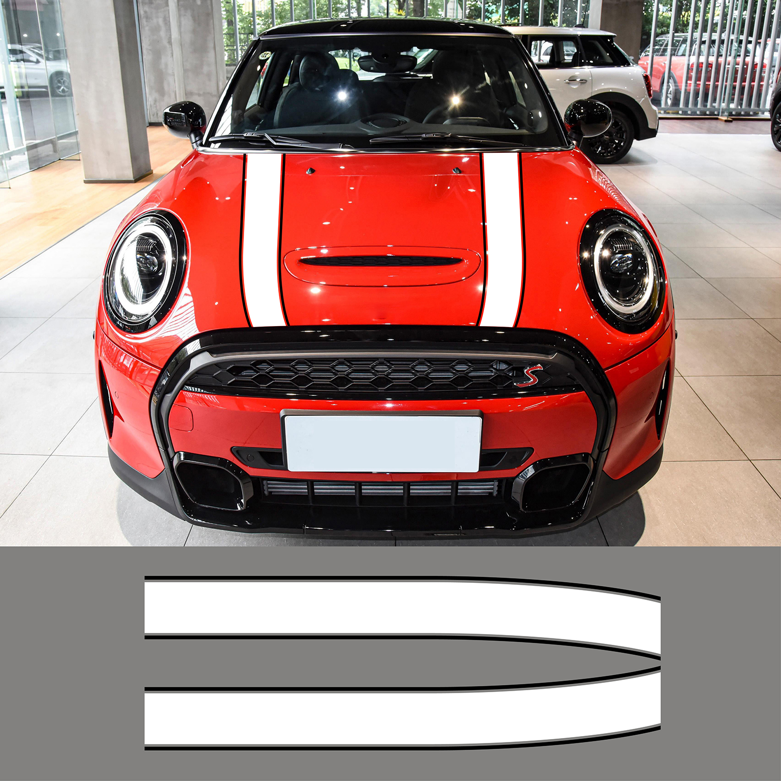 汽车贴纸适用于宝马迷你库伯s jcw r55r56r60r61条纹装饰机盖拉花