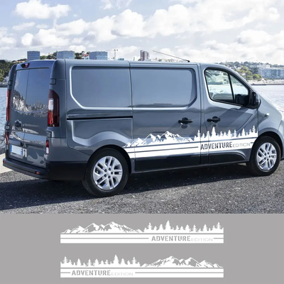 山脉图形汽车贴纸 适用于福特全顺雷诺丰田面包车车身贴 房车拉花