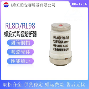 100A 正熔 陶瓷熔断器80A RL98螺旋式 125A保险管380V熔芯D03 RL8D