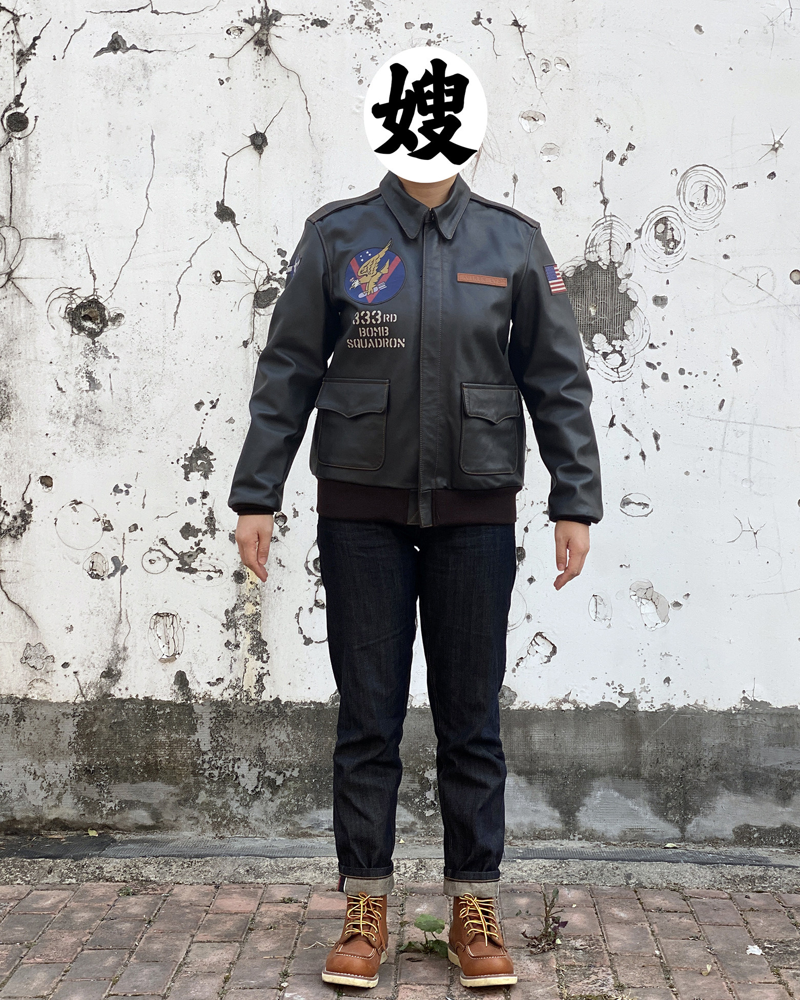 A-2 A2 马皮皮衣 美女背画 真皮夹克 真皮标 美式复古 阿美咔叽
