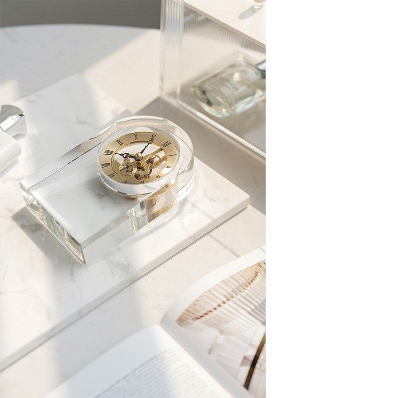 轻奢创意水晶台钟家用桌面简约个性书桌I玄关电视柜座钟装饰品摆,家居饰品,装饰摆件,淘宝优惠券,粉丝福利购,淘宝优惠卷