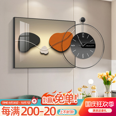 北欧电表箱装饰画带钟表可推拉遮挡挂画电K闸配电R箱总开关餐厅壁