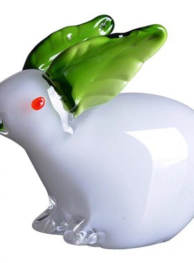 创意家居摆件高档玻璃动物摆件玄关摆件软装摆件W玻璃动物兔子