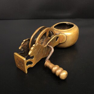 仿古纯铜虎头e墨斗摆件古玩收藏民国七年老式墨斗线墨古代木工用