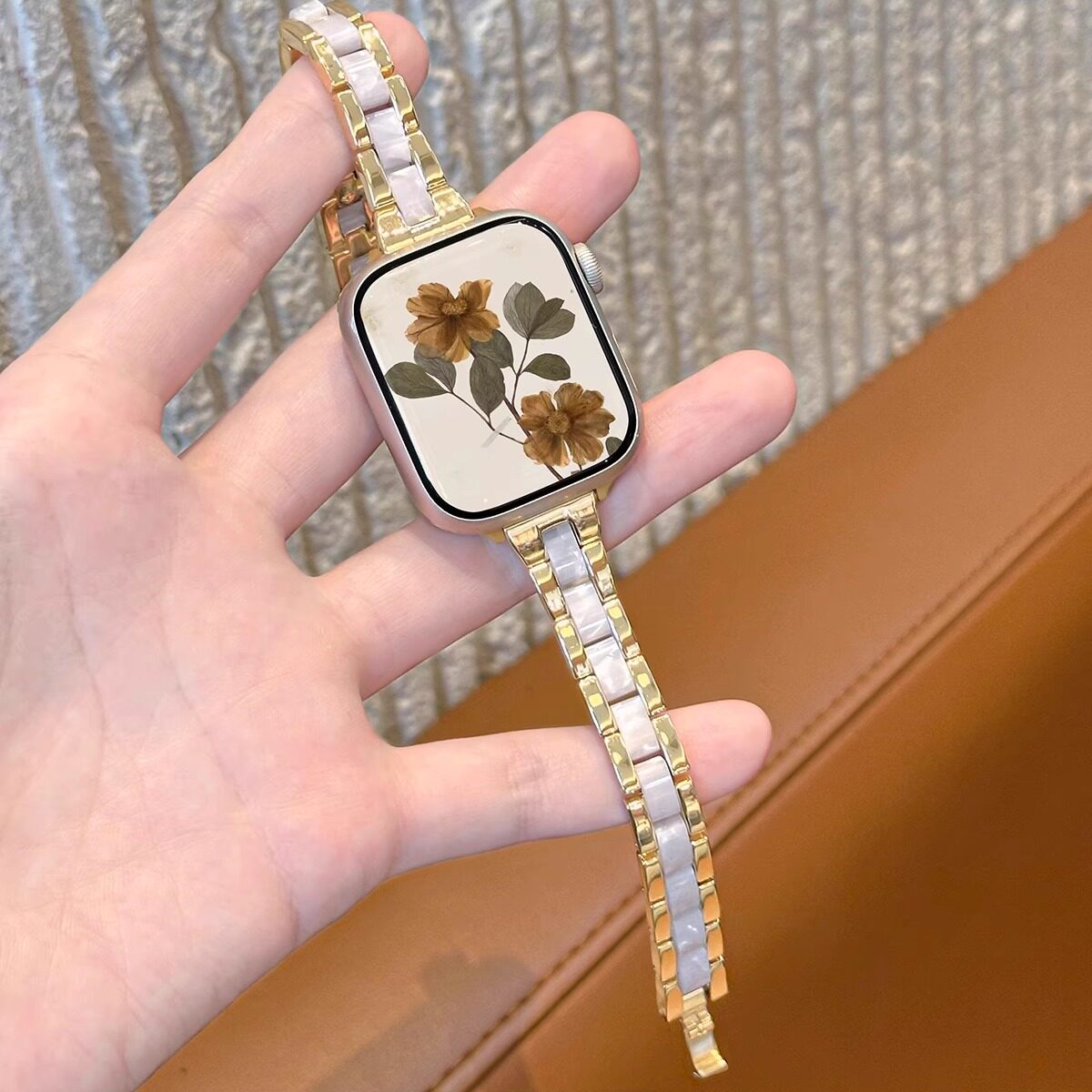 适用于s11苹果手表表带iwatch s10金属树脂applewatchs9玫瑰金高级感apple watch s9夏季小蛮腰s8女生se3腕带图片