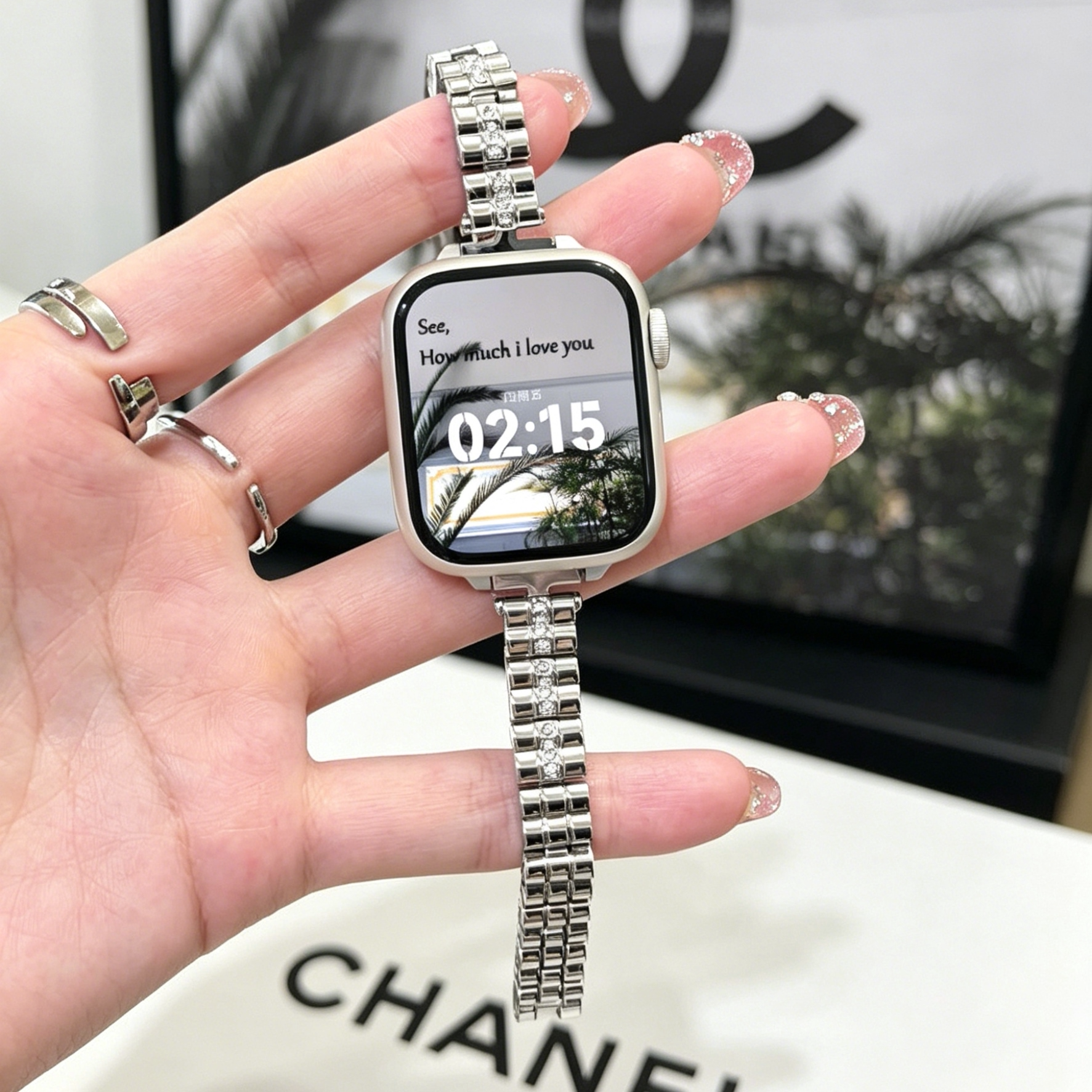 【超细星钻链】适用applewatchS11金属表带iWatchS10/9/8/7甜酷碎钻小众苹果手表SE不锈钢手链小蛮腰套装夏女