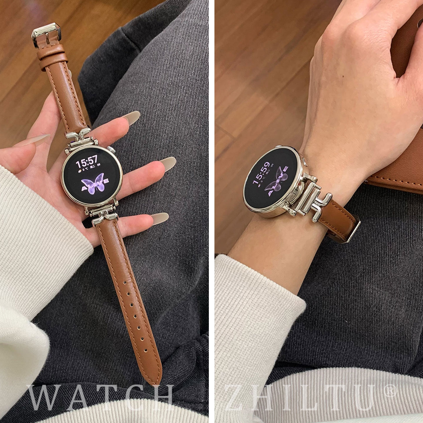 适用华为gt6手表表带π字真皮