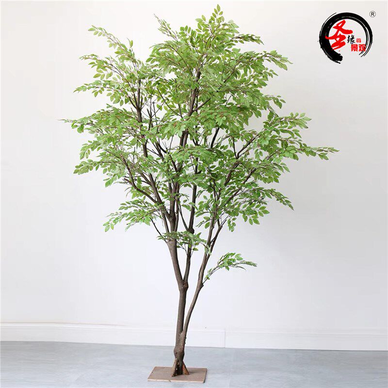 仿真紫藤叶树仿真槐树园林景观树榆F树实木树定制豆花树影视道具