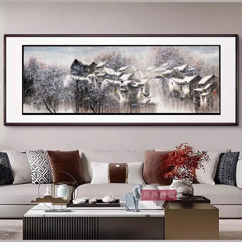苏绣DIY套件初学 水乡四s季- 冬 风景40*116 客厅卧室刺绣装饰画图片