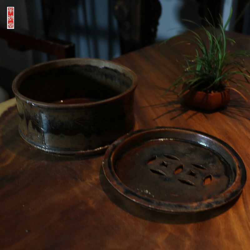 华颖堂古董收藏品民国德化美林A陶瓷厂茶具茶道配件壶承干泡盘建
