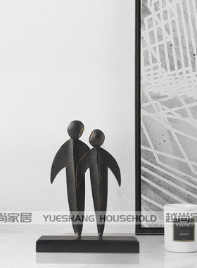 铸铁雕塑软装饰j品后北欧轻奢样板房间玄关家居摆件金属铸铁摆设