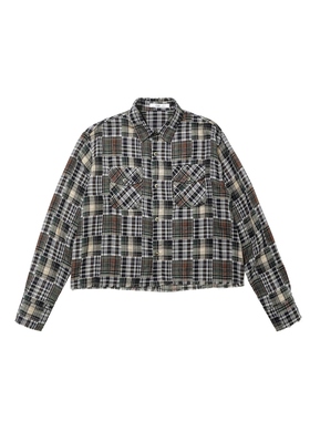 SHIIN Vol.2 'Selva' Shirt 棕榈格纹双层棉麻手工流苏短款衬衫