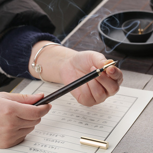 匠心之笔 金属黄铜檀木质签字笔y 木制笔杆中性笔商务定制刻字log