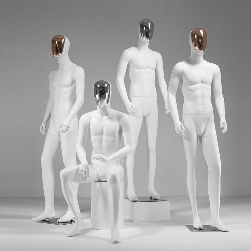 男模特全身假人模特展示架服装店人偶男装衣服电S镀金银色模特道