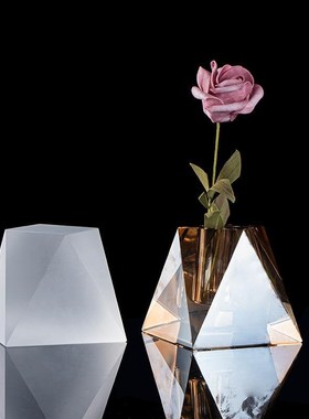 简约几何花瓶轻奢北欧风格水晶玄关门客厅家居酒店.磨砂白摆件