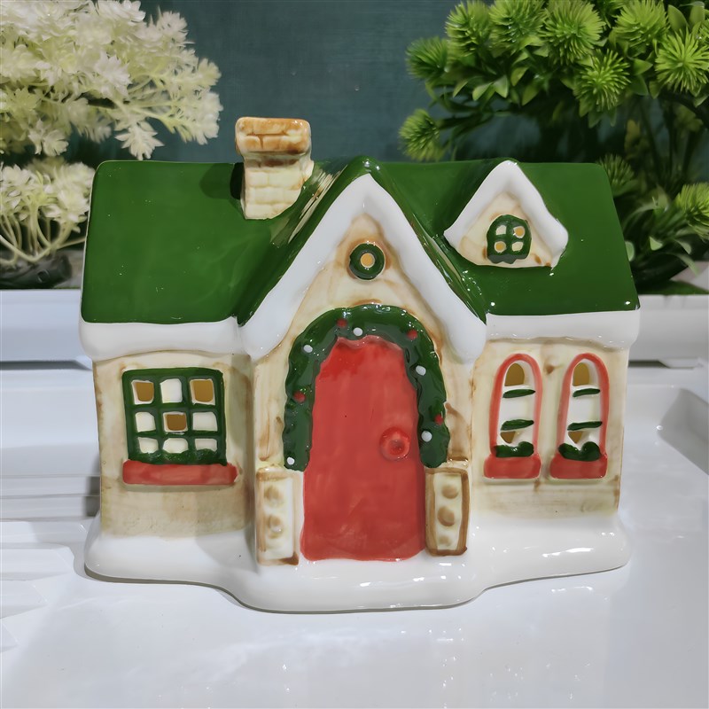 新品高温陶c瓷姜饼房圣诞节夜灯房子摆件/尺寸18.5/10.5/15.5