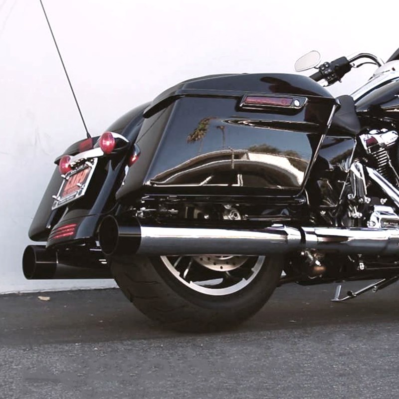 美产TBR哈雷17后旅p行改装黑尾段排气筒排气 碳纤维束口斜口尾喉