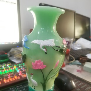 直播网红爆f款夜光手工彩绘花瓶桌上中国风家居装饰摆件