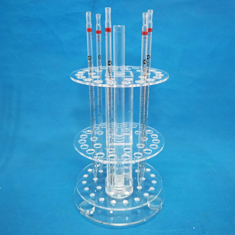 塑胶移液管架有机玻璃圆盘旋转式A吸管试管架有机玻璃梯形移液管