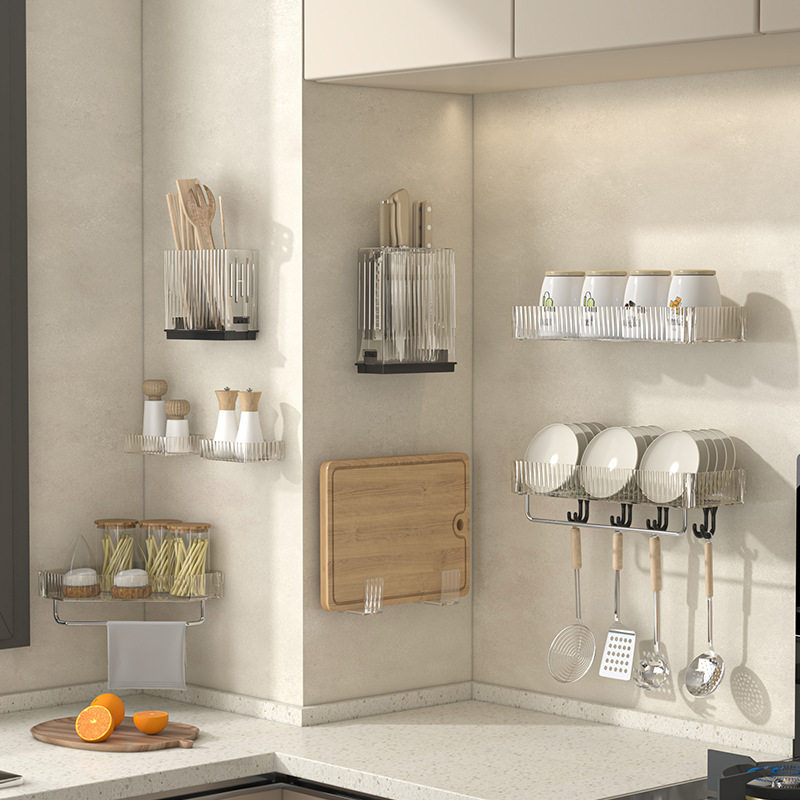 免打孔PET厨房置物架刀架调味料架壁挂家用多功能浴室收纳整理架