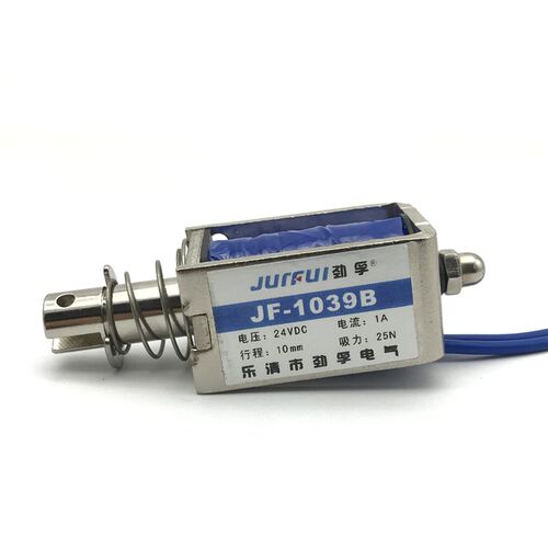 劲孚JF-1039B贯穿框架推拉式直流电磁铁DC12V24V行程10mm吸力300g