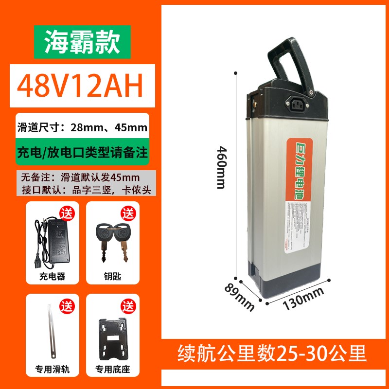 代驾折叠电动车锂电池48V20A30A36伏自行车银鱼海霸款可拆卸电瓶