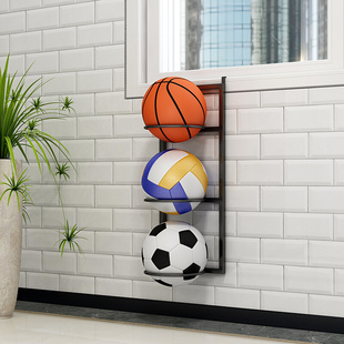 简易壁挂免钉儿童篮球足球收纳架筐摆放架家用球架放球架球置物架