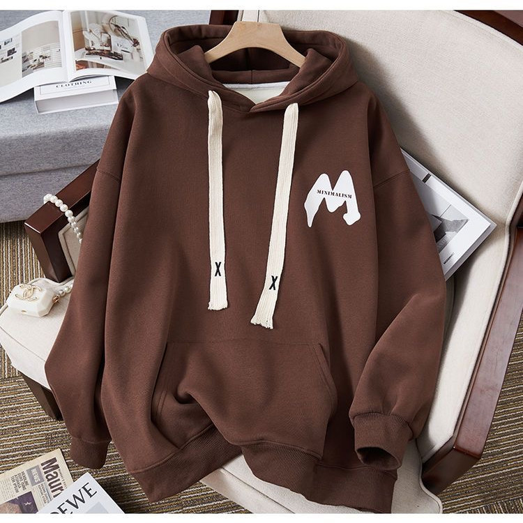 连帽卫衣女新款2025爆款时尚洋气秋季加绒慵懒风外套oversize上衣