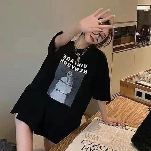 欧货大版中长款t恤女遮屁股大码200斤高个子连衣裙下装消失遮肚子