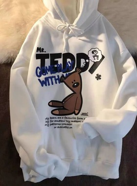 jew4room奶黄色连帽卫衣男生加绒加厚 小众不一样的情侣装秋装潮