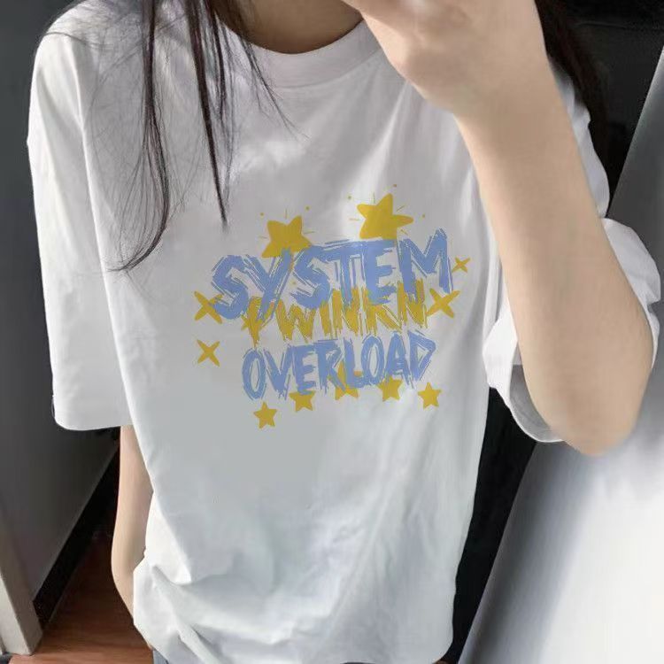时尚短袖t恤女2026夏季新款宽松显瘦韩版清新原宿BF风学生ins上衣