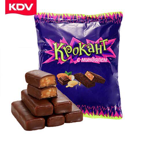 俄罗斯进口KDV紫皮糖巧克力夹心糖果kpokaht喜糖网红正品零食整箱