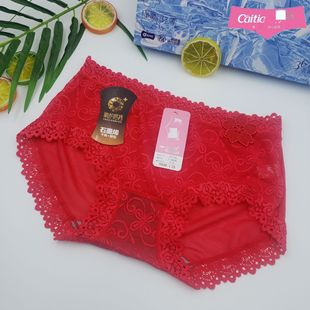 彩田30136女内中腰网纱蕾丝边性感透气包臀女士内裤