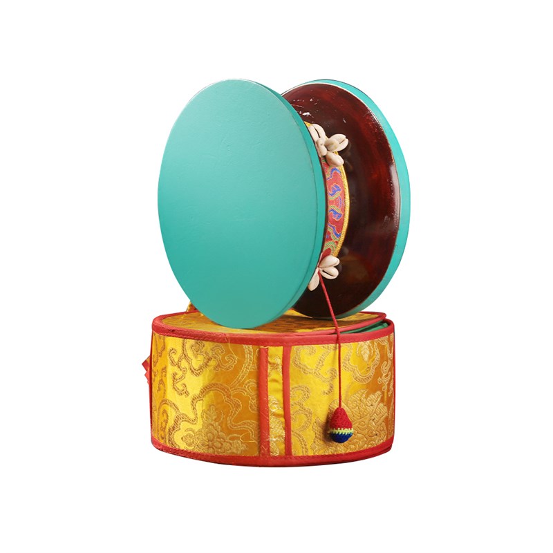 尼泊尔手工手鼓法m鼓桑木鼓羊皮藏式法鼓赠送鼓套棕色圆大鼓黑色