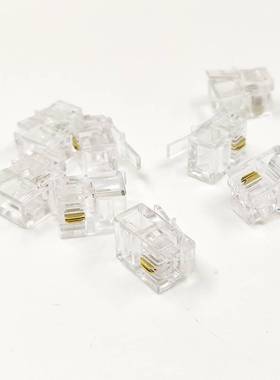 极速AMaP安普镀金2芯电话线水晶头RJ11二芯电话座机接头6P2C接头1