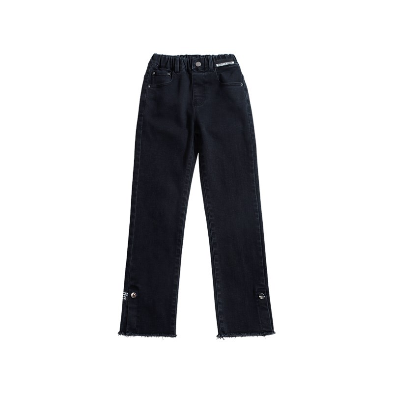 极速女童牛仔裤2024春秋新款儿童C中大童黑色小脚女孩紧身长裤夏