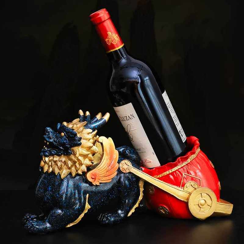 极速欧式创意复古葡萄红酒架麒z麟摆件家用酒杯瓶摆设新房客厅礼