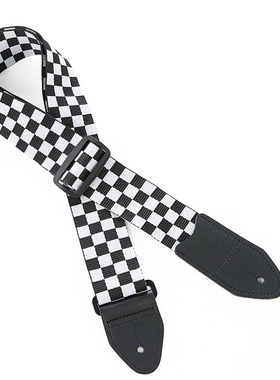 极速1pc Adjustablme Ukulele Strap Black White Plaid Acoustic