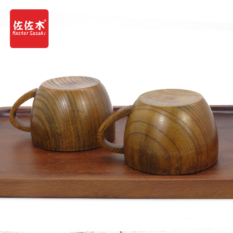 极速佐佐木包邮手工特色隔烫隔摔餐厅F复古木头实木水杯茶杯酒杯
