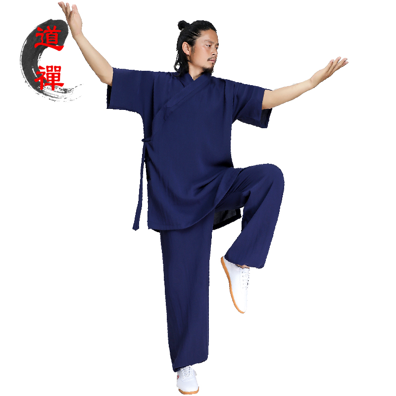 极速武当太极服中短袖道服2024新款亚麻夏天练功S服男禅修服女道