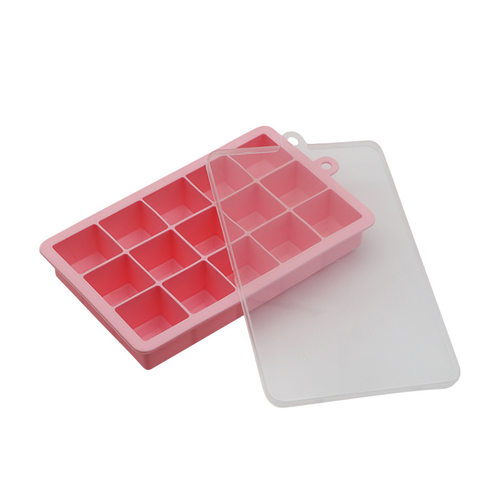 极速2023矽胶冰格家用制冰盒15格方形带R盖子矽胶冰块模具