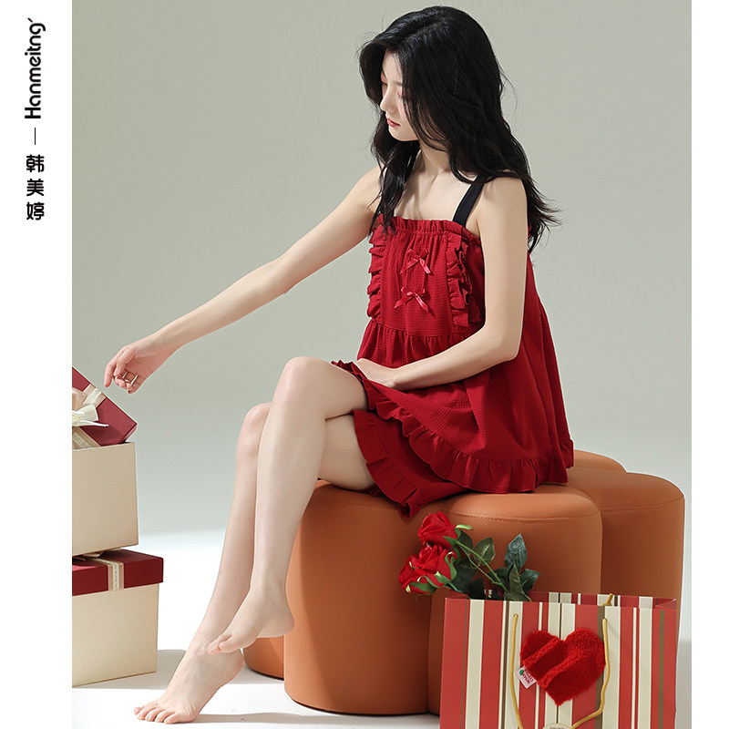 极速夏季新款吊带睡衣女s士夏季纯棉无袖背心短裤薄款红色家居服,女士内衣/男士内衣/家居服,睡衣/家居服套装,淘宝优惠券,粉丝福利购,淘宝优惠卷