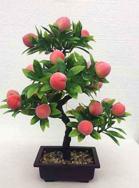 极速超市假花仿真水果摆件u塑料绿植桃子苹果树盆栽客厅新年装饰