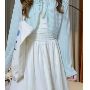 胖妹妹套装 新款 大尺码 女秋装 披肩针织 宽松C显瘦抹胸拼接洋装 薄款