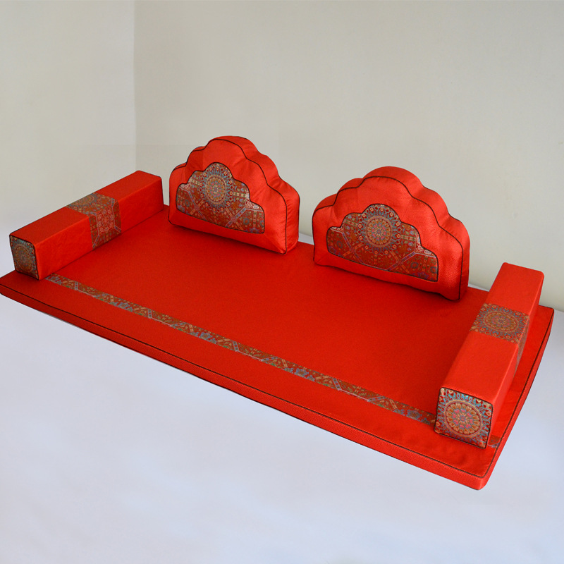 新中式红木坐垫罗汉床垫子五件套织锦缎沙发垫锦缎飘窗垫塌垫定制